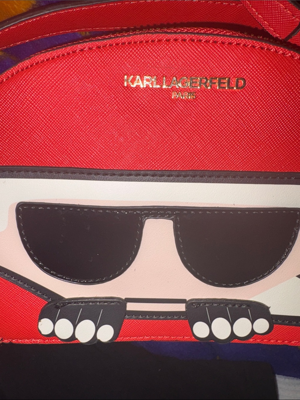 NWOT RARE Karl Lagerfeld Red Graphic Men’s Backpack with Sunglasses Motif